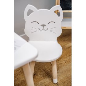 Table enfant avec chaises - Chat - blanc