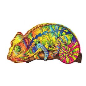 Puzzle en bois coloré - caméléon