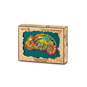 Puzzle en bois coloré - caméléon