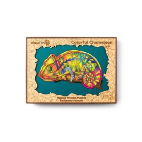 Puzzle en bois coloré - caméléon