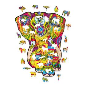 Puzzle en bois coloré - éléphant