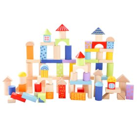 Blocs de bois colorés 100 pcs, EcoToys