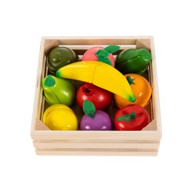 Ensemble de fruits en bois dans une caisse, EcoToys