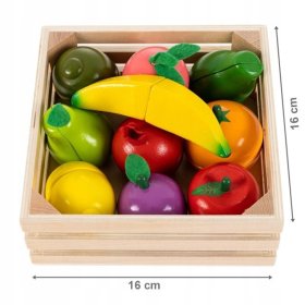 Ensemble de fruits en bois dans une caisse