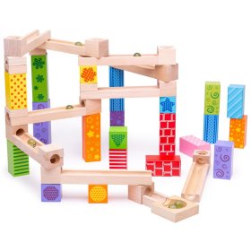 Bigjigs Toys Piste de balles colorées en bois