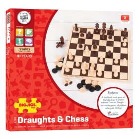 Bigjigs Toys Échecs et dames en bois, Bigjigs Toys