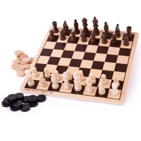 Bigjigs Toys Échecs et dames en bois, Bigjigs Toys