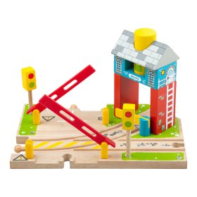 Barrières ferroviaires Bigjigs avec panneau, Bigjigs Rail