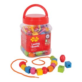 Bigjigs Toys Perles en fil de bois dans un bocal, Bigjigs Toys