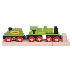 Locomotive Bigjigs Rail Green avec annexe + 3 voies