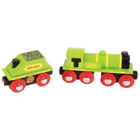 Locomotive Bigjigs Rail Green avec tender + 3 rails, Bigjigs Rail