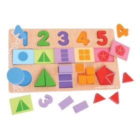 Bigjigs Toys Tableau didactique Chiffres, couleurs, formes, Bigjigs Toys