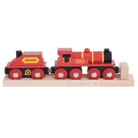 Locomotive Bigjigs Rail Red avec tender + 3 rails