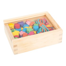Small Foot Formes de perles à enfiler en bois dans une boîte, small foot