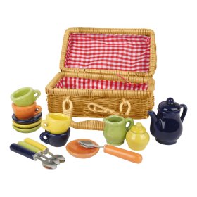 Panier Small Foot Picnic avec plats en céramique colorés, small foot