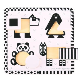 Bigjigs Toys Puzzle à insérer en bois formes noires et blanches 1, Bigjigs Toys