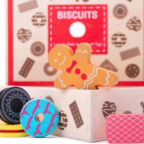 Boîte à jouets Bigjigs avec biscuits en bois, Bigjigs Toys