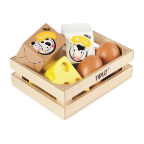 Tidlo Caisse en bois avec produits laitiers et œufs, Tidlo