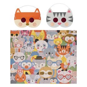 Petit Collage Puzzle animaux 100 pcs avec lunettes 3D, Petit Collage