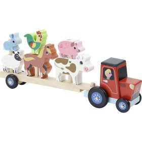 Vilac Tracteur en bois avec animaux attachables, Vilac