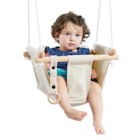 Dvěděti Balançoire textile pour enfants 100% coton beige, Dvěděti