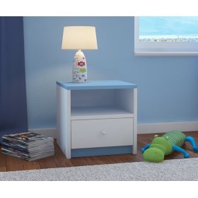Table de chevet enfant Ourbaby - bleu-blanc, Ourbaby