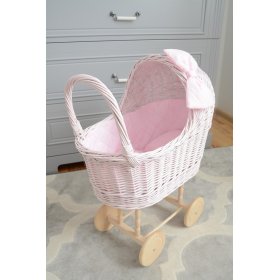 Landau haut en osier pour poupées - rose, Ourbaby