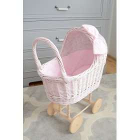 Landau haut en osier pour poupées - rose, Ourbaby®