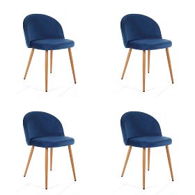 4 x Chaise tapissée en velours SJ.075 Bleu marine