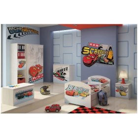Table de chevet enfant Cars - décor pin norvégien, BabyBoo, Cars