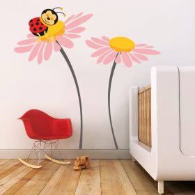 Stickers muraux Deluxe - Coccinelle avec la fleur, Housedecor