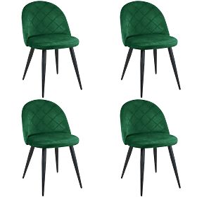 4x Chaises en Velours Rembourrées SJ.077 Vert Bouteille