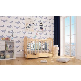 Lit bébé Alek avec barrreaux amovibles - naturel