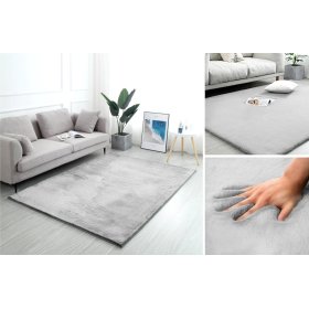 Tapis lapin en soie - gris clair