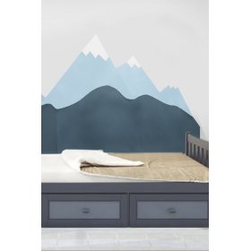 Mousse de protection pour le mur derrière le lit Montagnes - bleu, VYLEN