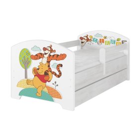 Lit enfant avec une barrière - Winnie l'Ourson et Tigrou - décor pin norvégien, BabyBoo, Winnie the Pooh