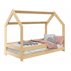 Lit cabane Laura avec barrière 160 x 80 cm - naturel