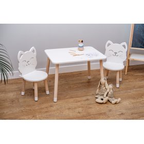 Table enfant avec chaises - Chat - blanc