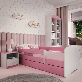 Lit enfant avec barrière Ourbaby - rose-blanc, All Meble