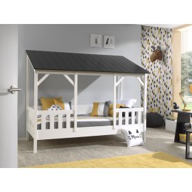 Lit enfant en forme de maison Charlotte - noir, VIPACK FURNITURE