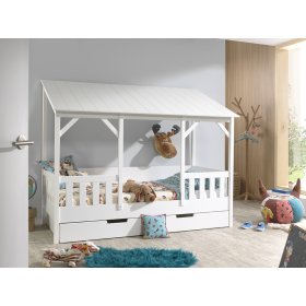 Lit enfant en forme de maison Charlotte - blanc, VIPACK FURNITURE