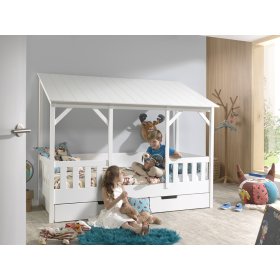 Lit enfant en forme de maison Charlotte - blanc, VIPACK FURNITURE