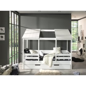 Lit enfant en forme de maison Malia - blanc, VIPACK FURNITURE