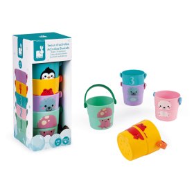 Janod Seaux jouets à eau pour verser de l'eau 5 pcs, JANOD