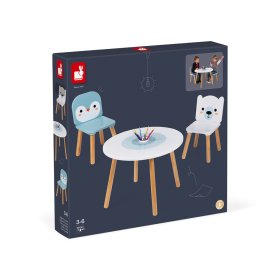 Janod Table et 2 chaises en bois - Ours et Pingouin, JANOD