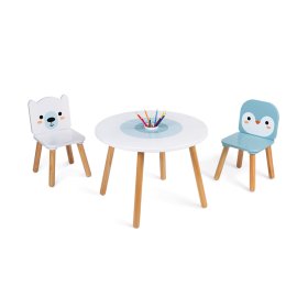Janod Table et 2 chaises en bois - Ours et Pingouin, JANOD
