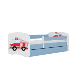 Lit pour enfant avec barrière Ourbaby - Pompier - bleu, Ourbaby