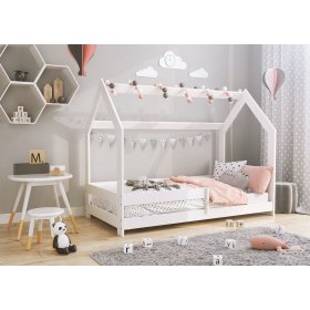 Lit cabane Laura avec barrière 160 x 80 cm - blanc, Magnat