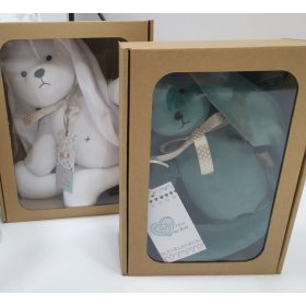 Peluche Lapin velours 35 cm - vert, TOLO