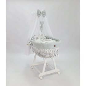 Lit en osier blanc avec équipement pour bébé - Hérisson, TOLO